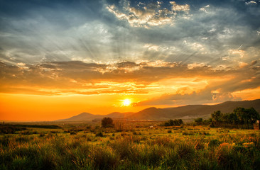 Fototapeta premium Colorful sunset in the summer