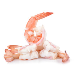 Fresh shrimps Isolation on the white