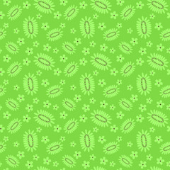 Kiwi fruit and flowers green summer themed seamless pattern