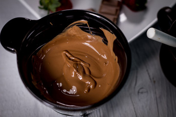 Fresh Strawberry with chocolate fondue