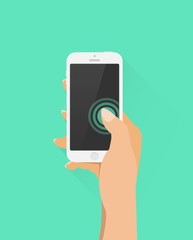 Touchscreen Smartphone mit Hand Icon Vektor Grafik Illustration
