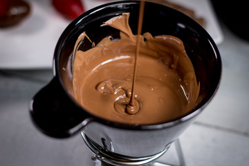 Fototapeta premium Fresh Strawberry with chocolate fondue
