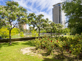 Parque Diagonal Mar en Barcelona, ​​Cataluña,España