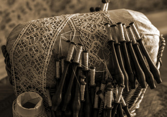 Bobbin lace made out of thread