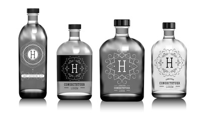 Realistic vector glass bottles