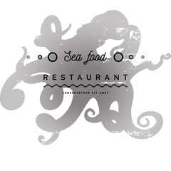 Hand drawing octopus label