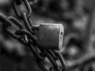 Key lock protecting something with chains