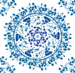  beautiful drawings with geometric pattern of flowers in a circle and birds on a white background
