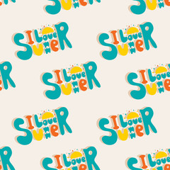 Seamless pattern with I love summer signs