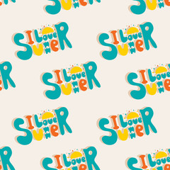 Seamless pattern with I love summer signs