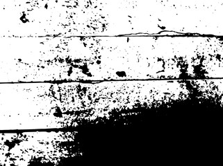 Vector grunge texture shabby planks with cracked paint. For create vintage, aging pattern with noise, grain, small particles and lines. Dust overlay distress background. Urban design. Black and white