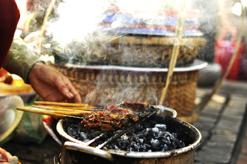 Grilled pork skewers in Vietnam
