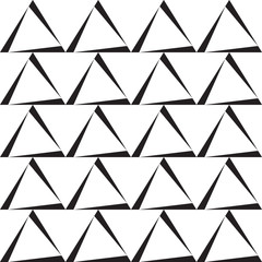 Black and white background with triangles, seamless abstract vector pattern
