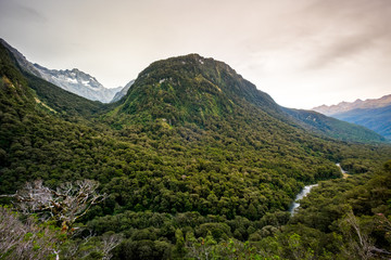 Fototapeta na wymiar Landscape along Milford Sound highway, Fiordland National Park, New Zealand