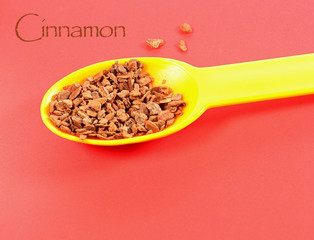 Spoon with minced cinnamon