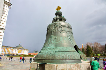 Large broken bell, Tsar Bell, in the Kremlin in Moscow.