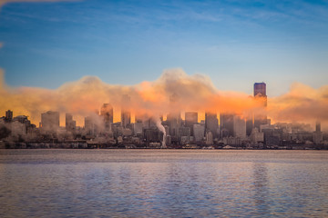 Fototapeta na wymiar Seattle Skyline Morning Clouds