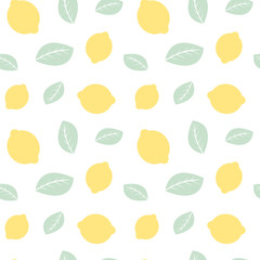 cute pastel lemons and leaves seamless vector pattern background illustration

