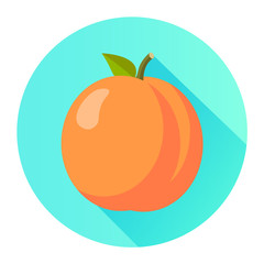 Pfirsisch Icon Flat Design Vektor Grafik Illustration