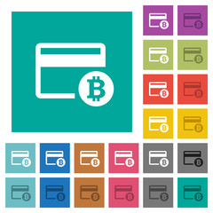 Bitcoin credit card square flat multi colored icons