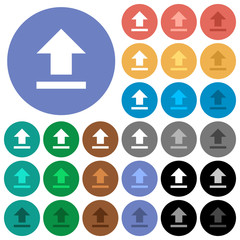 Upload round flat multi colored icons