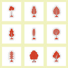 set of Labels with shadow leafs vector icon design collection tree