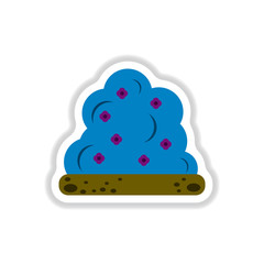 Labels with shadow flat vector icon grass and bush