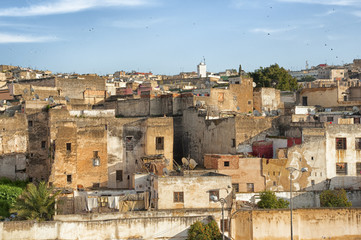 Fototapeta na wymiar Panorama of Fez, the second largest city of Morocco