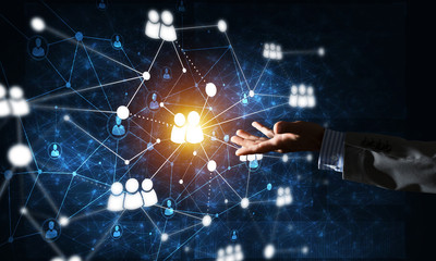 Presenting modern wireless technologies as means of communucation and networking on dark background