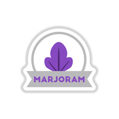 Label icon on design sticker collection kitchenware seasoning marjoram with ribbon