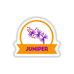 Fototapeta na wymiar Label icon on design sticker collection kitchenware seasoning juniper with ribbon