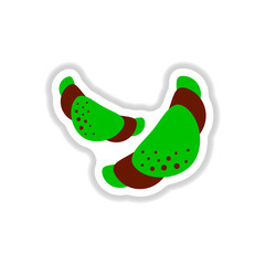 Label icon on design sticker collection two croissant