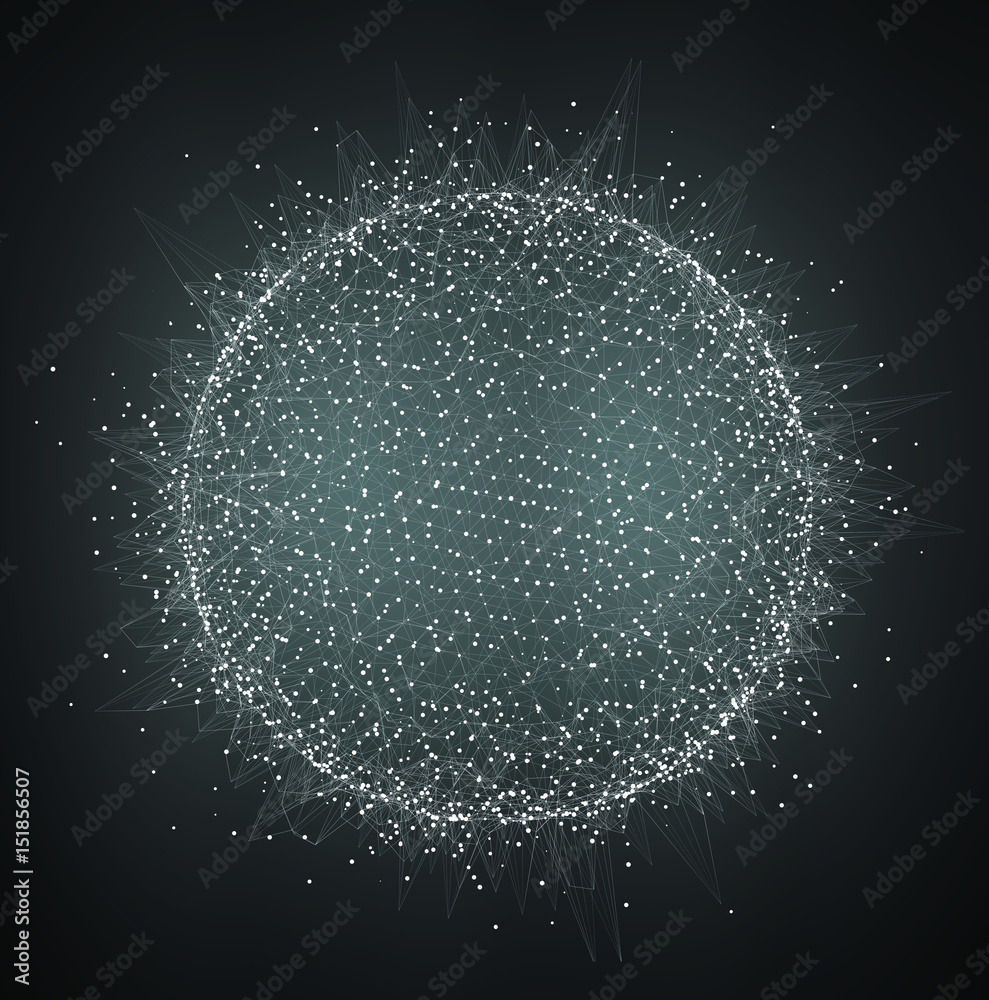 Fototapete Flying network connection interface 3D rendering
