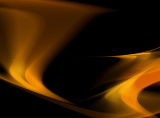 Orange yellow and red abstract speed and twirl wave on black background