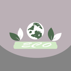 Leaf in hand logo. Organic Life symbol. Eco planet. save clean planet