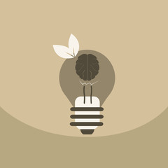 light save planet on ecology style lamp with brain and leaf