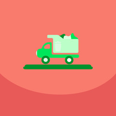 garbage collection .garbage truck management concept illustration with trash
