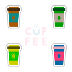sets of Label Frames and badges vector icons coffee emblem coffee to go