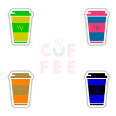 sets of Label Frames and badges vector icons coffee emblem coffee to go