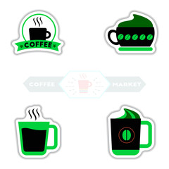 sets of Label Frames and badges vector icons coffee emblem coffee to go