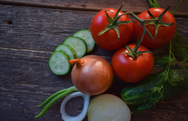Fresh vegetables on table