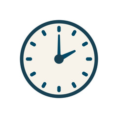 Blue flat vector clock icon, flat linear time sign