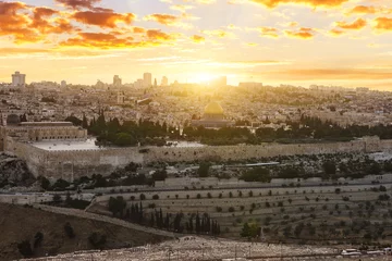 Muurstickers jerusalem city by sunset © beatrice prève