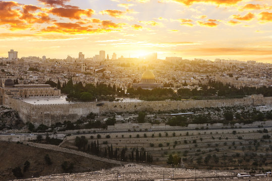 jerusalem city by sunset