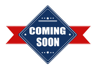 Coming sale label with ribbon