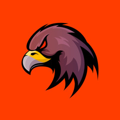 Fototapeta premium Furious eagle sport vector logo concept isolated on orange background.
