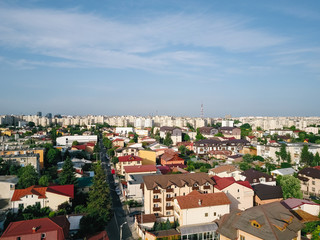 Fototapeta na wymiar Aerial Panoramic View Of Bucharest City In Romania
