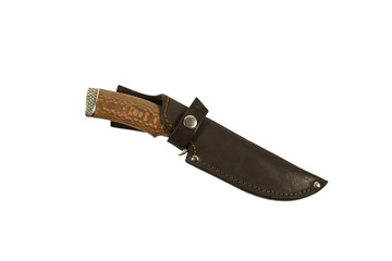 hunting knife in sheath.