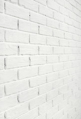 white brick wall, angle view, abstract background photo