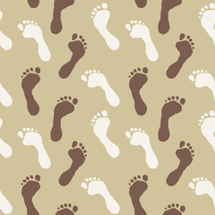 Fototapeta na wymiar Abstract seamless pattern with footprints on a sand background